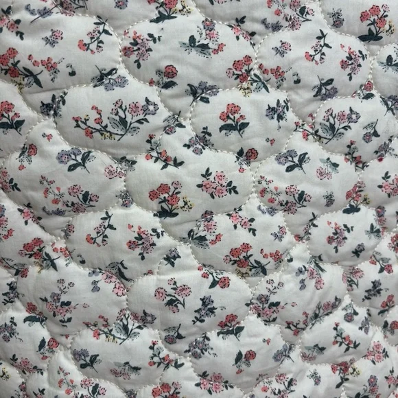 Mable Cream/Beige Floral Quilted Women's Size M Buttoned Jacket - Picture 5 of 7